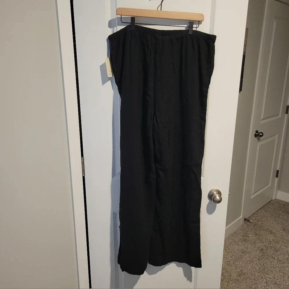 NWT A New Day Women's Wideleg Midrise Linen Pull-on Pants Black Size XXL Regular - Picture 4 of 7